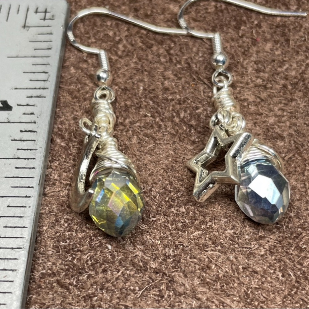 Austrian Faceted Crystals Celestial Drop Earrings Boho Style Jewely - Picture 15 of 17